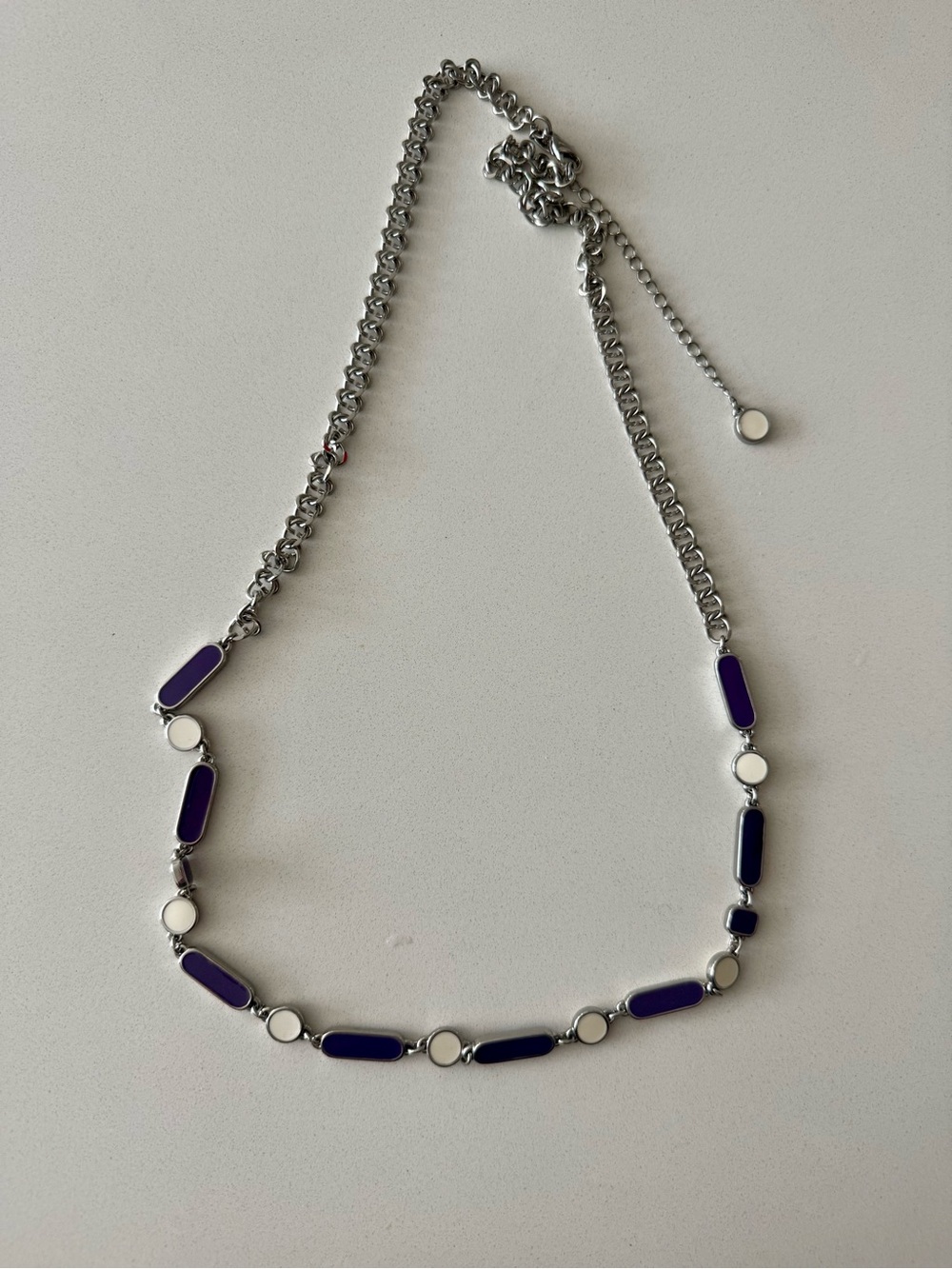 Lia Sophia Silver Chain Necklace with Purple Inlay